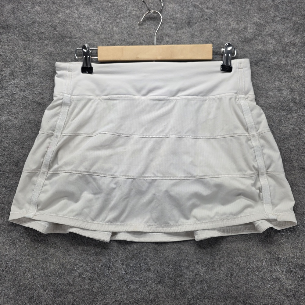 Lululemon Skort Womens 6 White Running Athletic Lined Built-In Shorts Zip Pocket